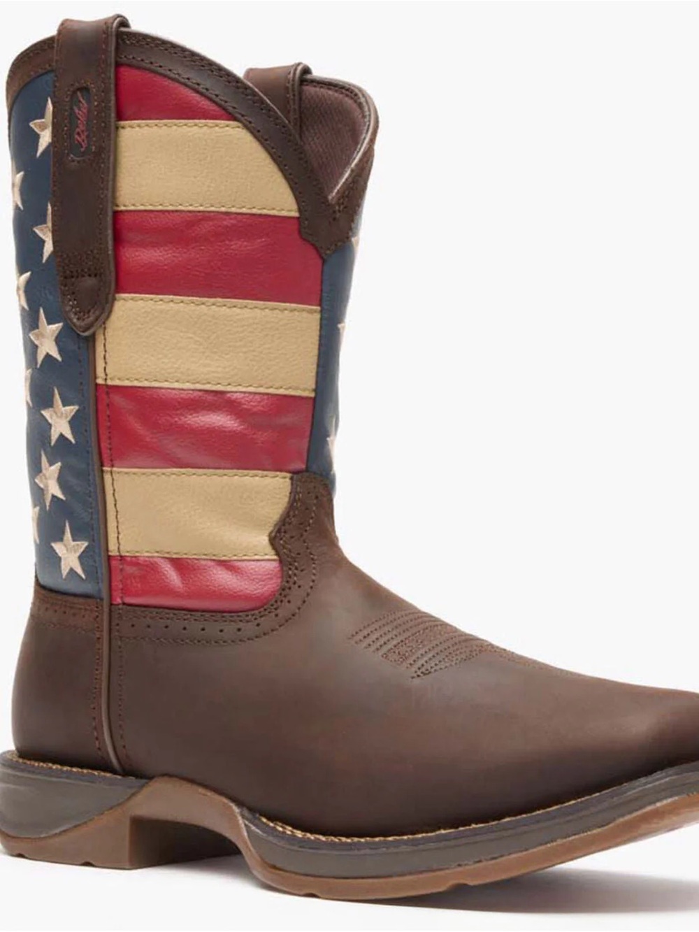 Durango Rebel American Flag Western Work Boots Men’s 10EE Brown Leather DB5554 - Picture 10 of 14